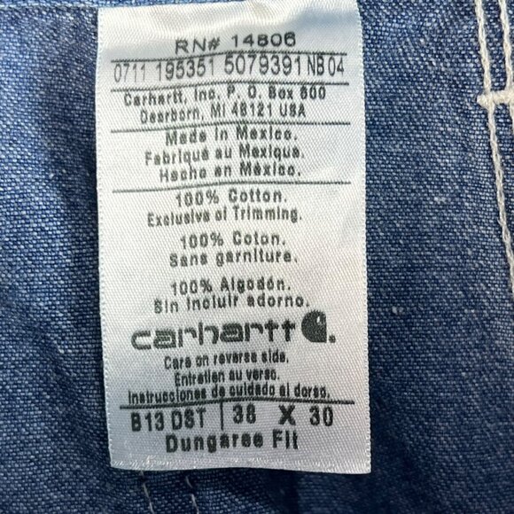 Carhartt Carpenter Jeans Dungaree Fit 38x30 Straight Leg Denim Blue Workwear - Picture 7 of 8